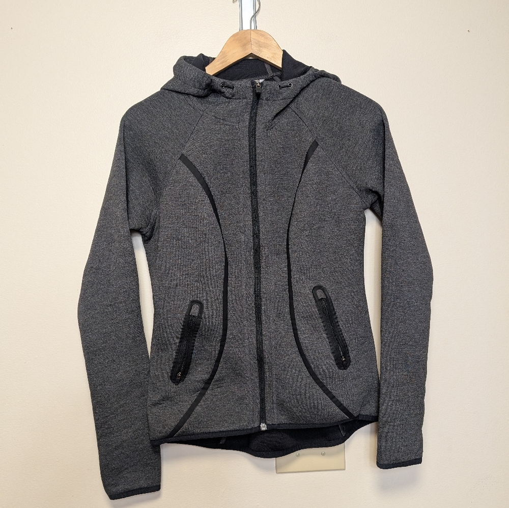 Athleta Charcoal Gray Zip-Up Hooded Sweatshirt